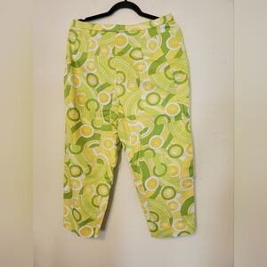 Vibrant Green and Yellow Patterned Capri. New Never Worn